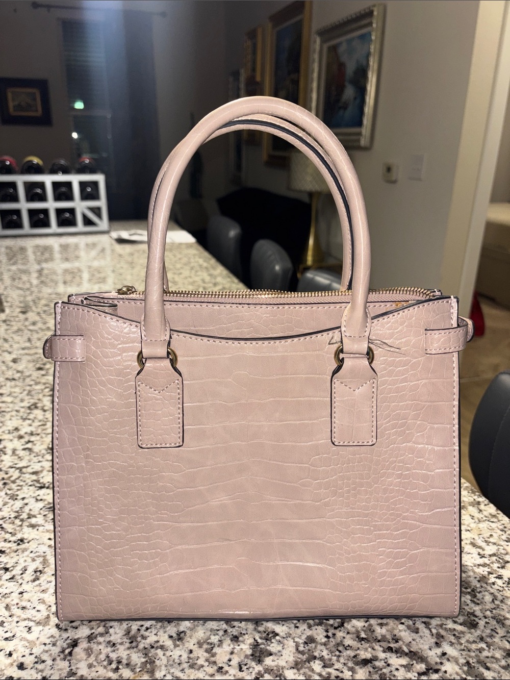 Aldo Light Blush Croc Satchel - Picture 2 of 5